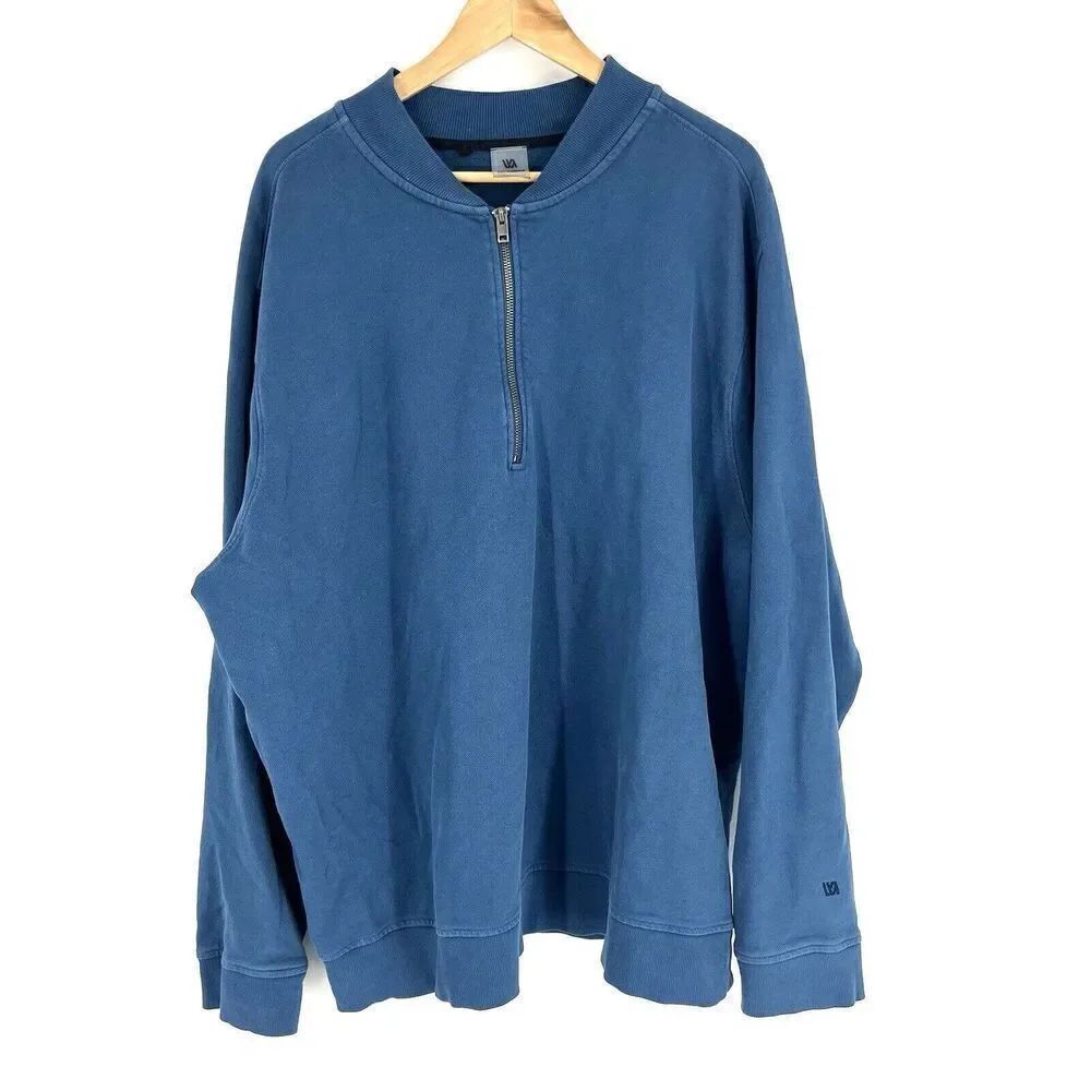 VRST Sweatshirt Size XXL Mens Teal Pullover Half Zip Bomber Sweater Washed Terry